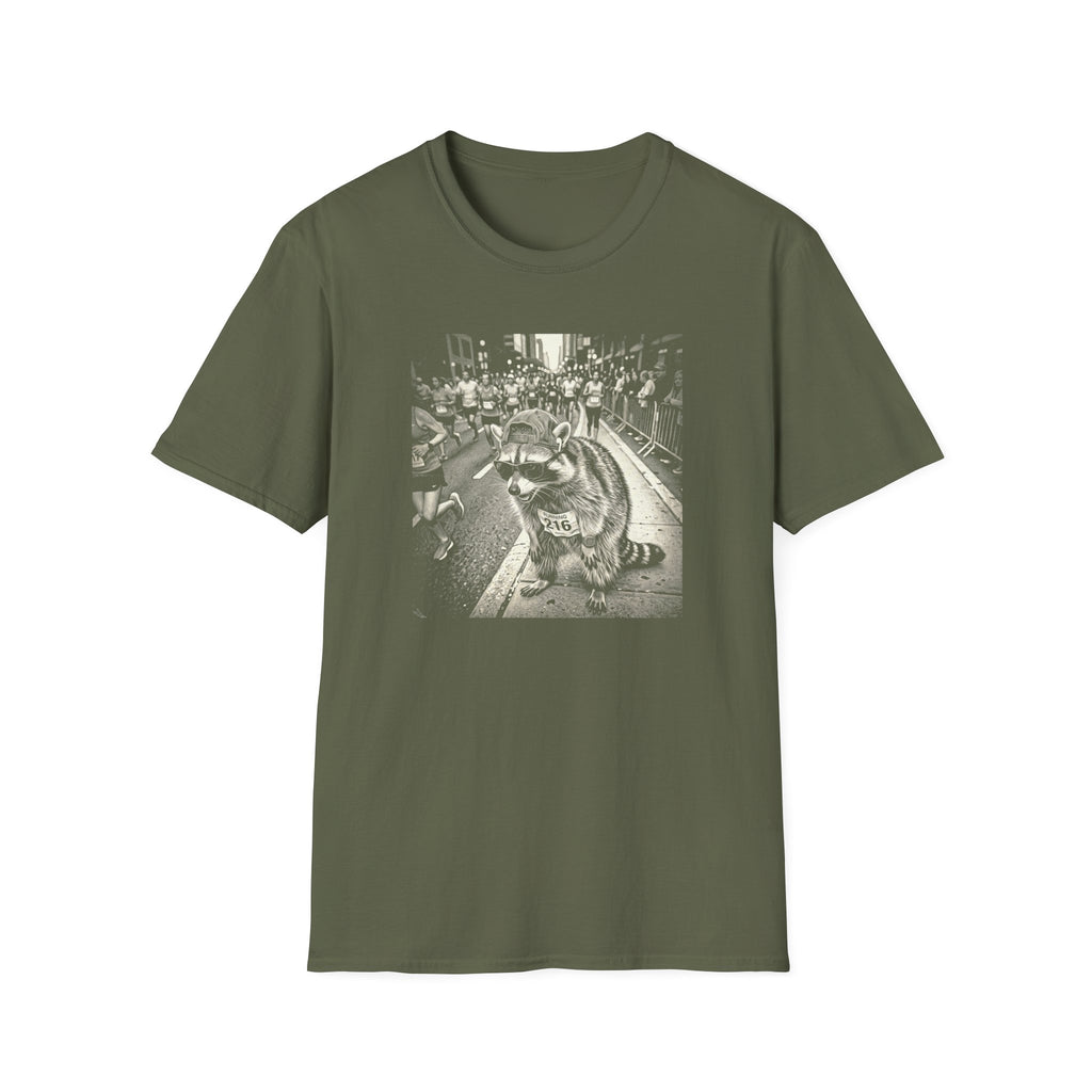 Tired Raccoon Runner BW T-Shirt