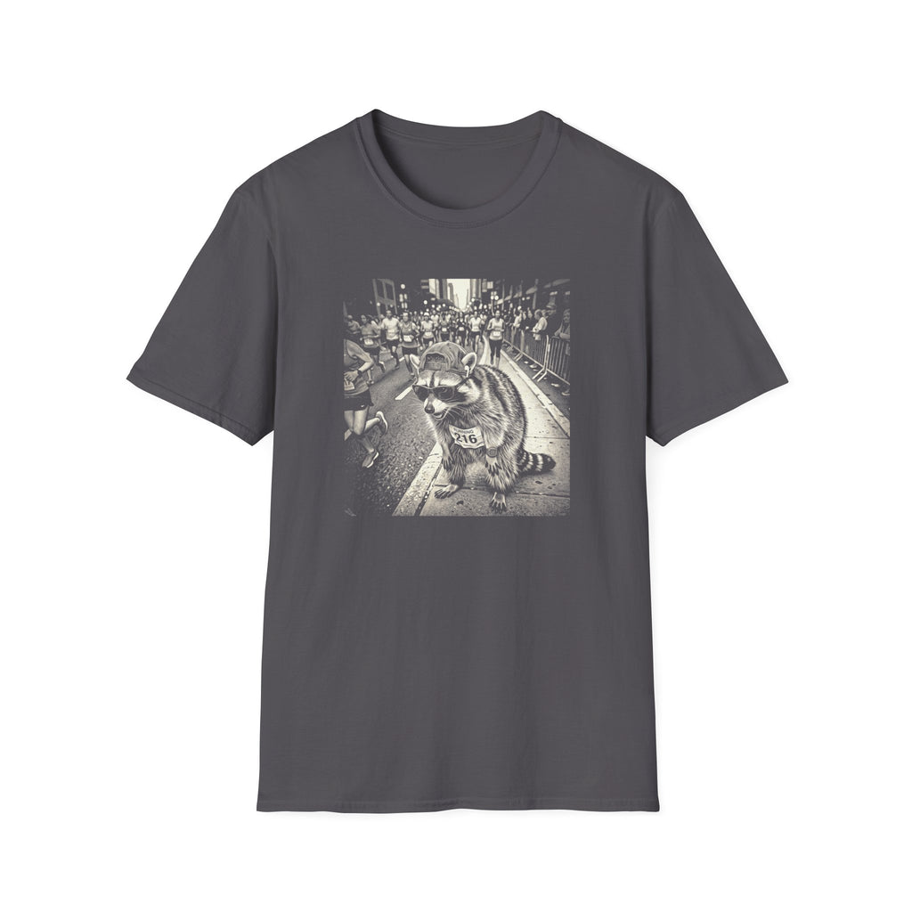 Tired Raccoon Runner BW T-Shirt