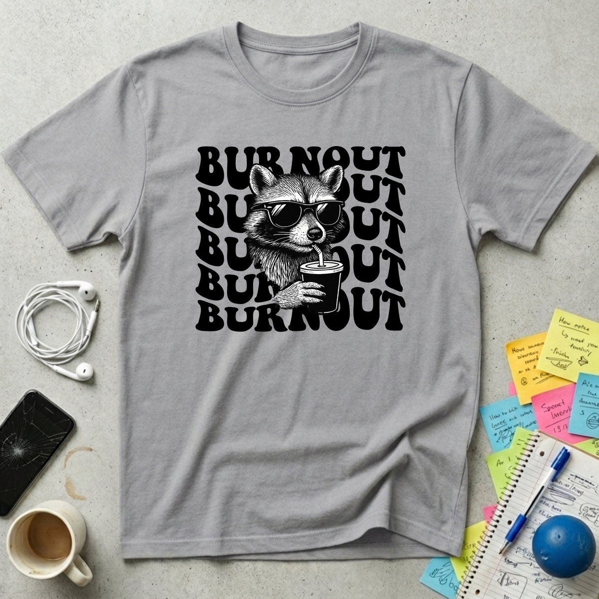 Burnout Wave - Chill Raccoon T-Shirt